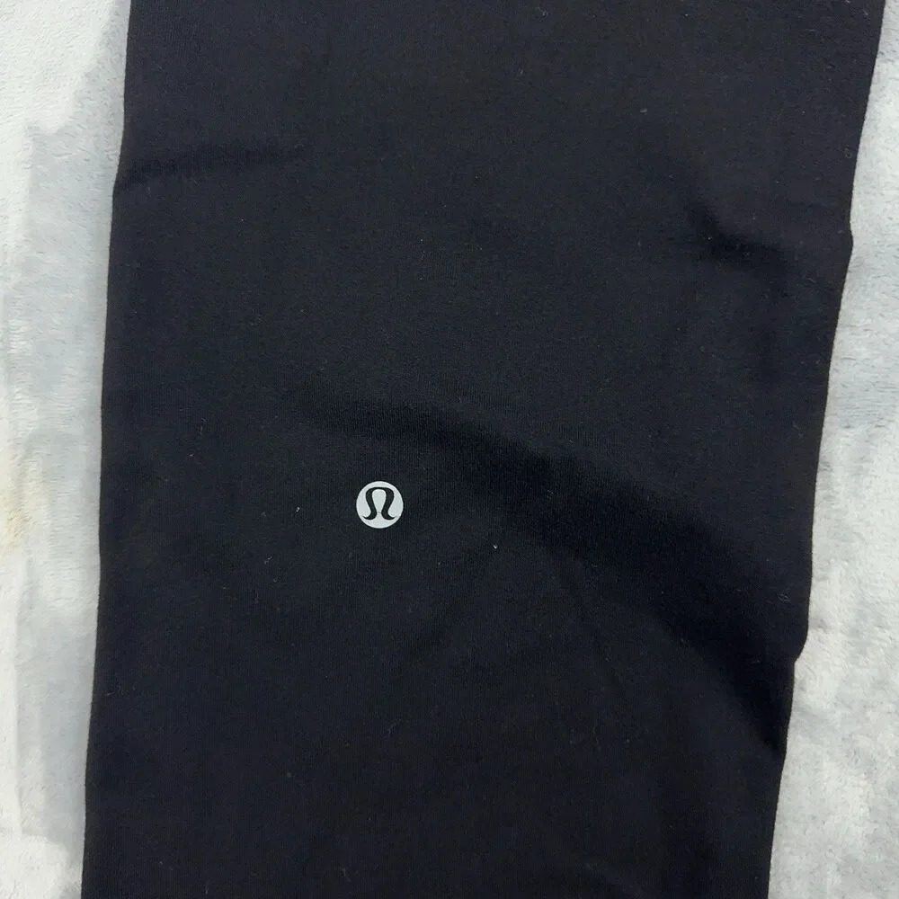Lululemon Astro Pants Sz 4 Black Pink Gray Crossover Layered Waist Flare Yoga